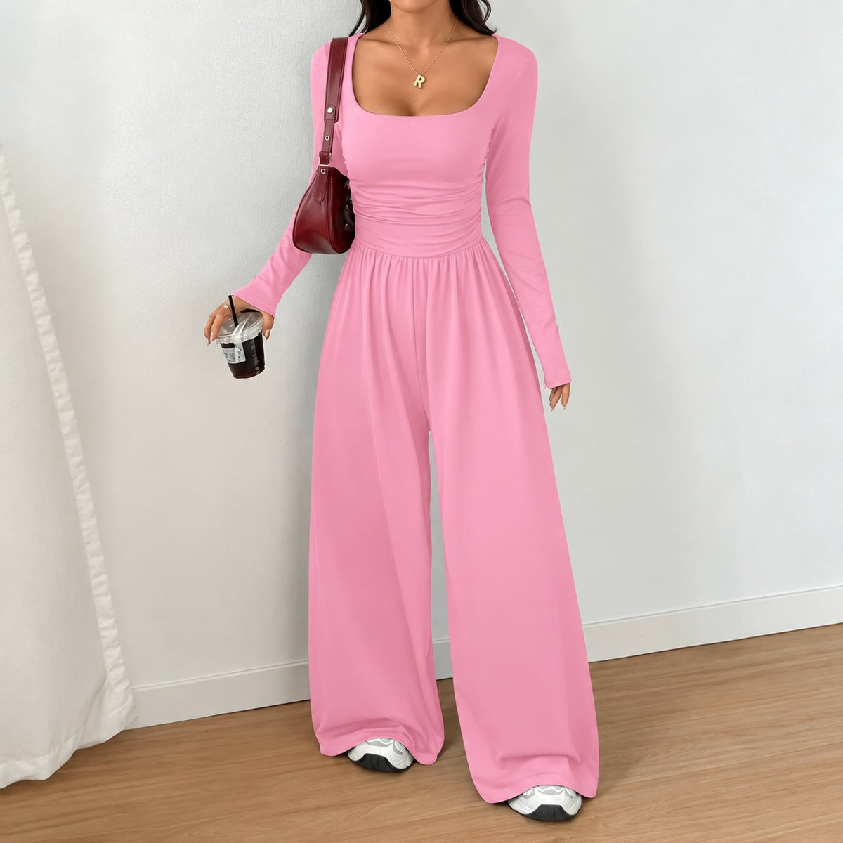 Serena™ Wide-Leg Jumpsuit with Long Sleeves and a Defined Waist