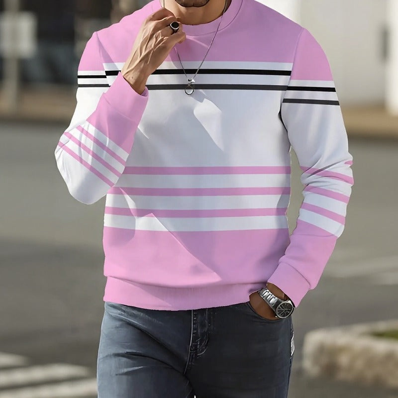 Aldemar™ Sweatshirt with Contrast Stripes, Crew Neck and Ribbed Cuffs