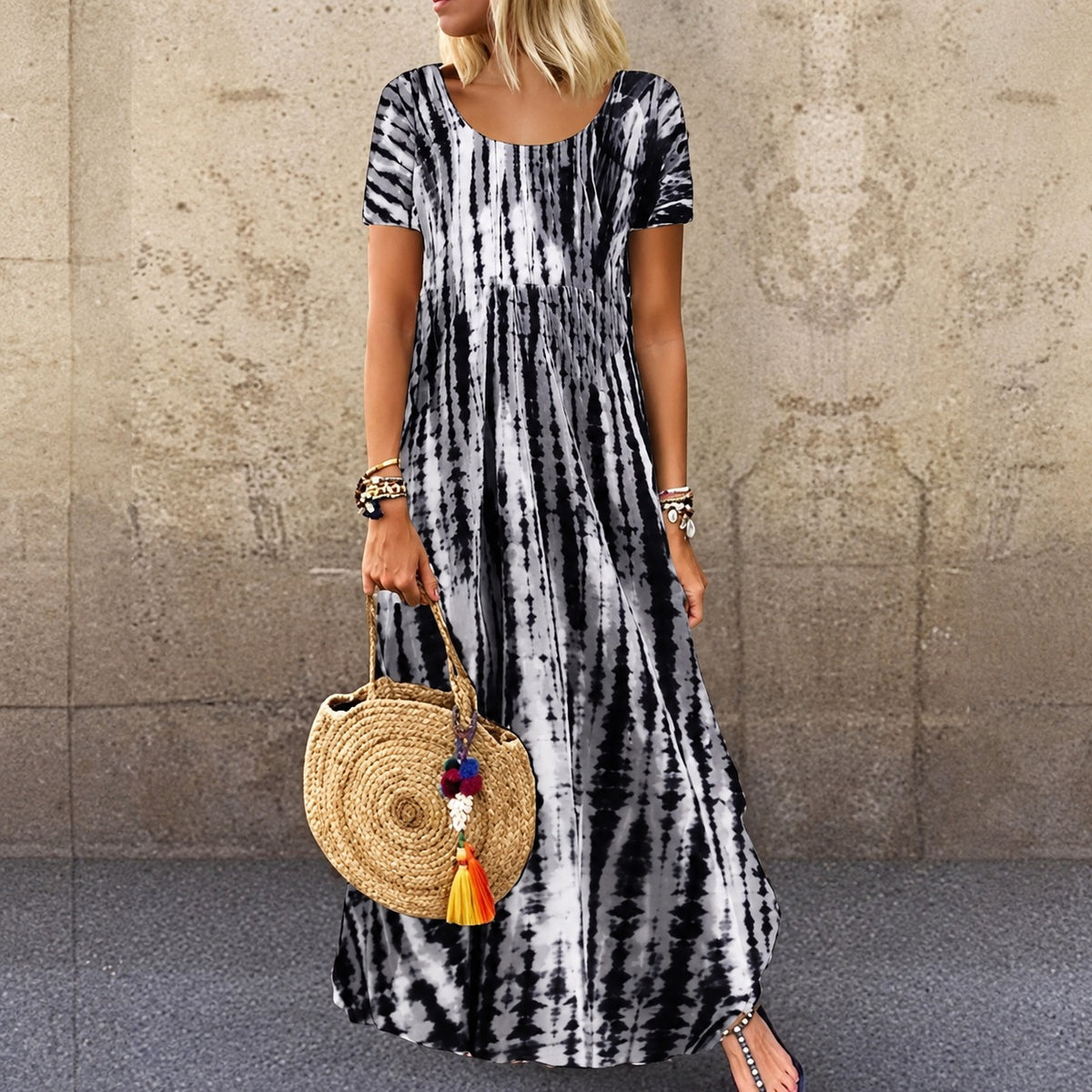 Talissa™ Maxi Dress with Tie-Dye Print and Relaxed Fit