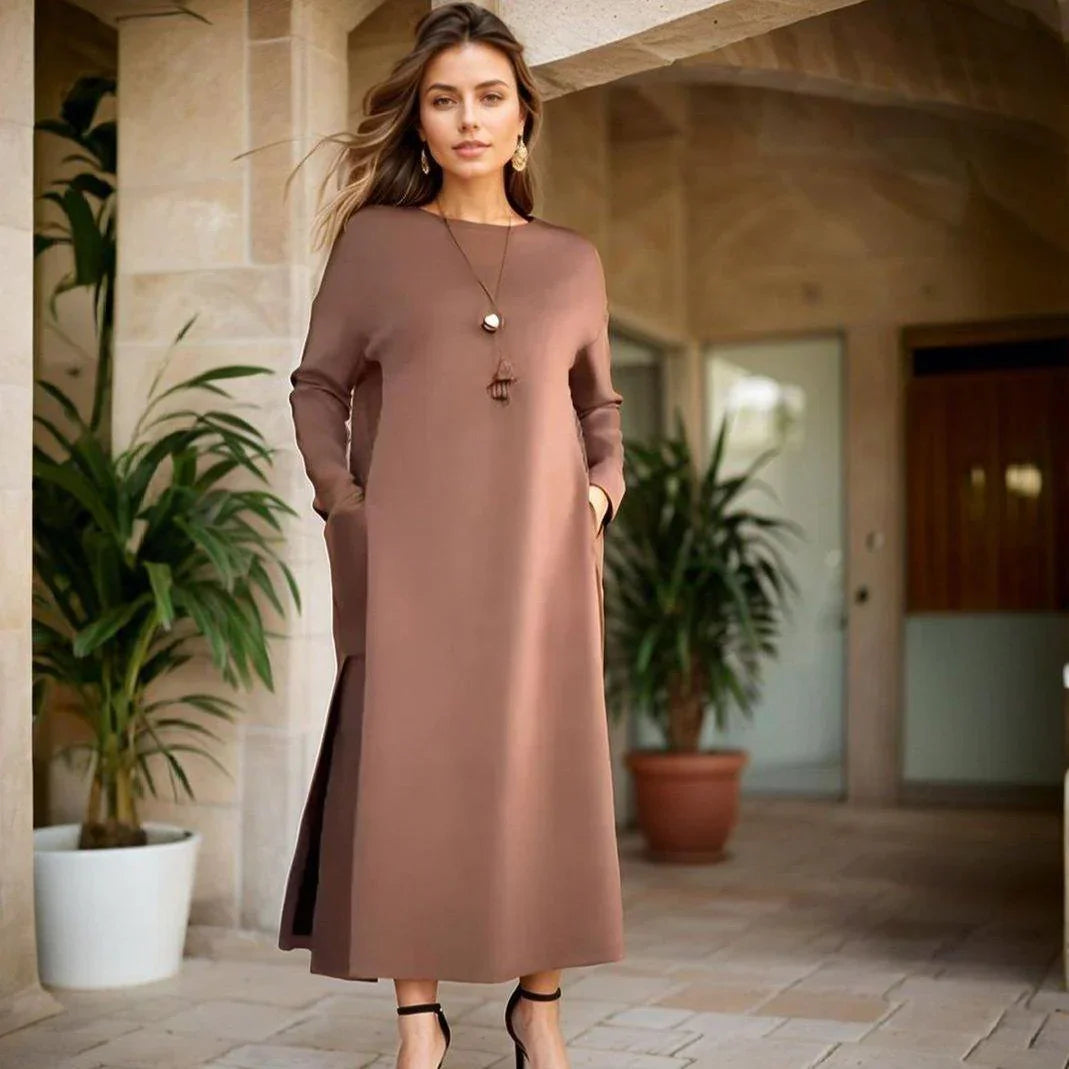 Sinfonya™ Dress in Cotton Poplin with Leather Details / Feminine Sophistication to Delight and Inspire!