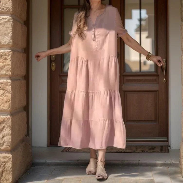 Princess™ Dress in Cotton Linen with Light Layers / Timeless Charm and Sophistication in Every Move