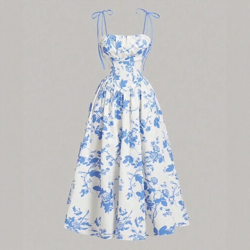 Violet™ Dress with Floral Print and Wide Comfortable Skirt / Timeless Sophistication and Freedom for Real Women!