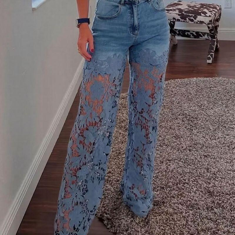Bethania™ Jeans in Modern Denim with Handcrafted Floral Lace / Casual Chic Style and Comfort for Memorable Looks!