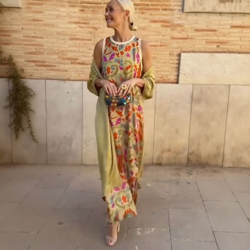 Majorie™ Artistic Satin Set with Dress + Matching Shawl / For Women Who Shine on Any Occasion!
