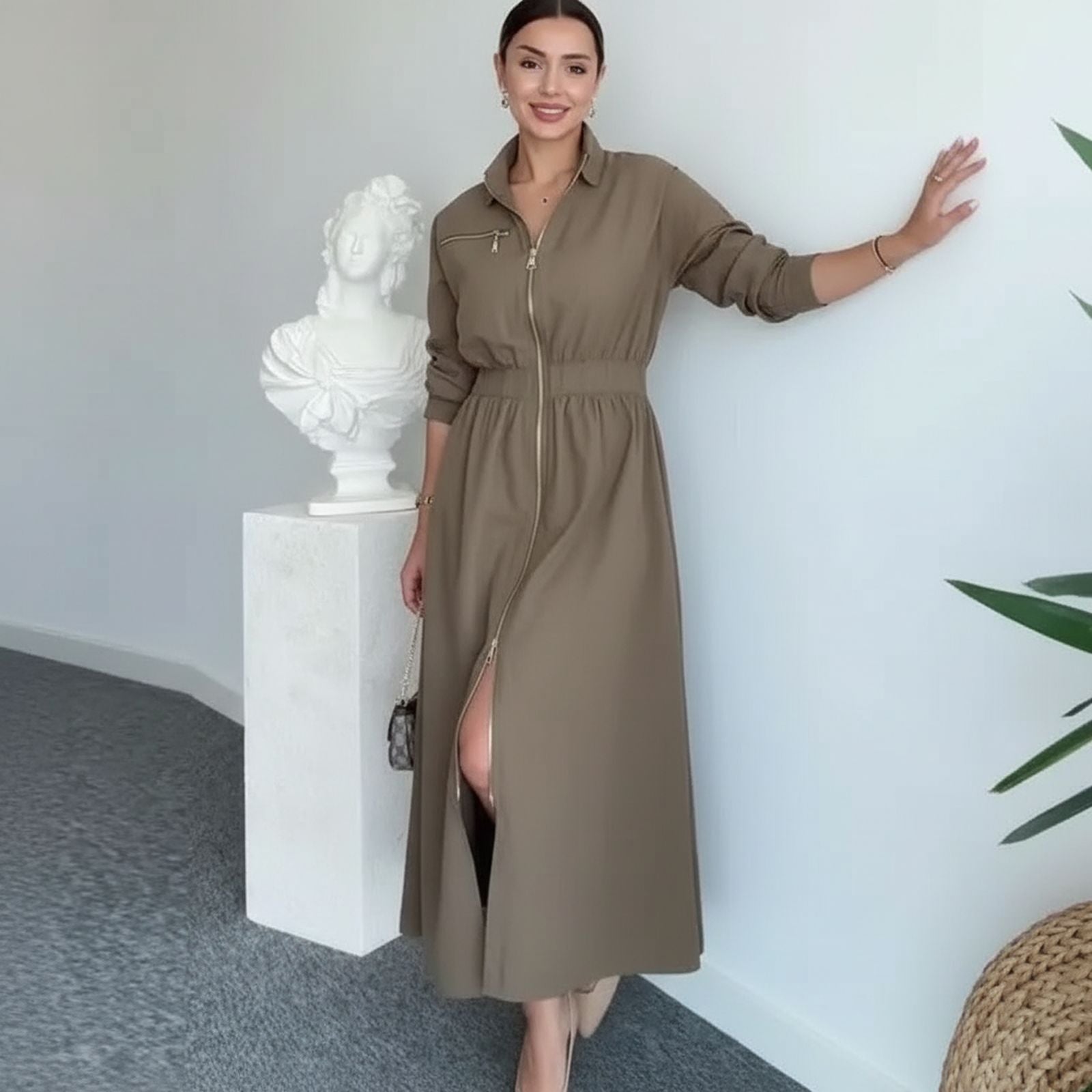 Roman™ Dress in Light Twill with Tailored Polo Shirt / Structure, Comfort, and Timeless Elegance!