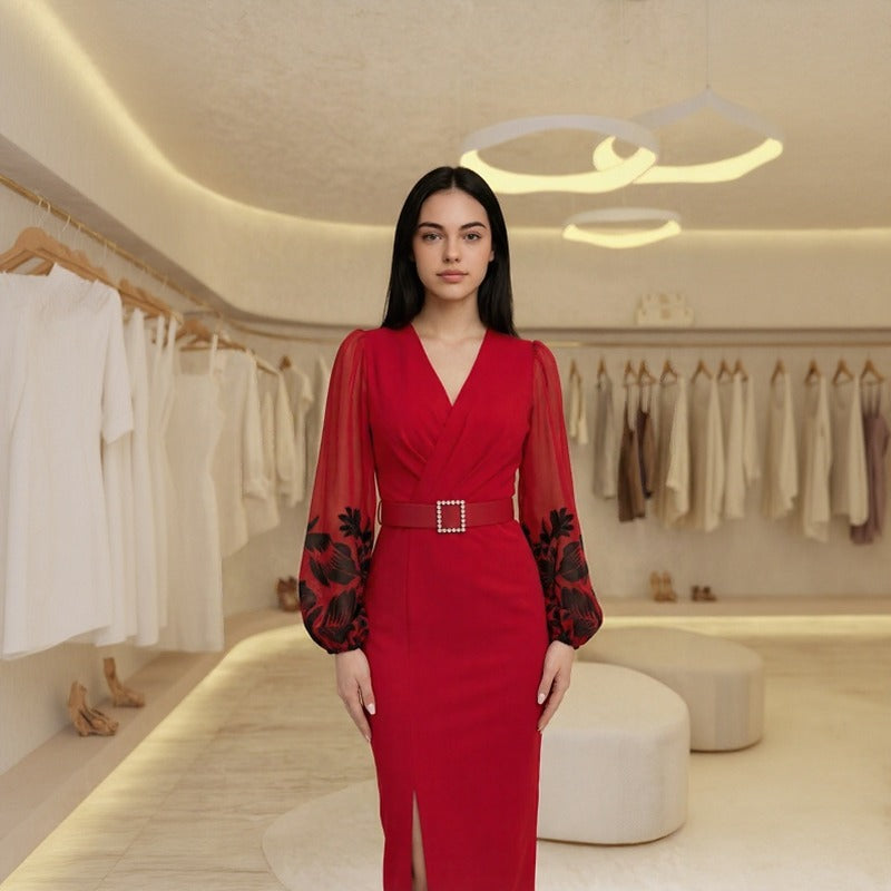 Majestic™ Dress with Cross-Over Neckline and Exclusive Gift Belt!