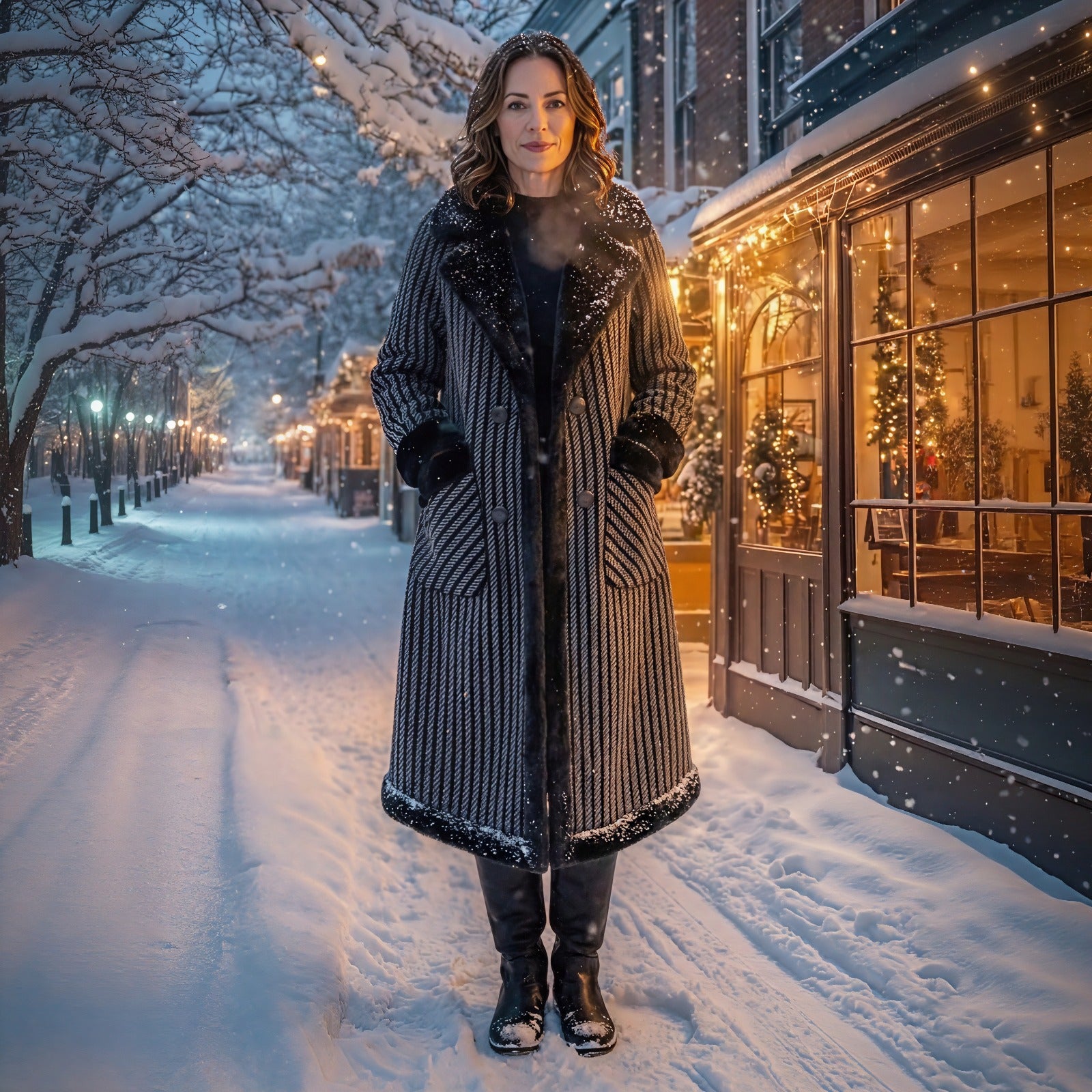 Nordic Prestige™ Coat with Velvet Interior and Sophisticated Long Cut