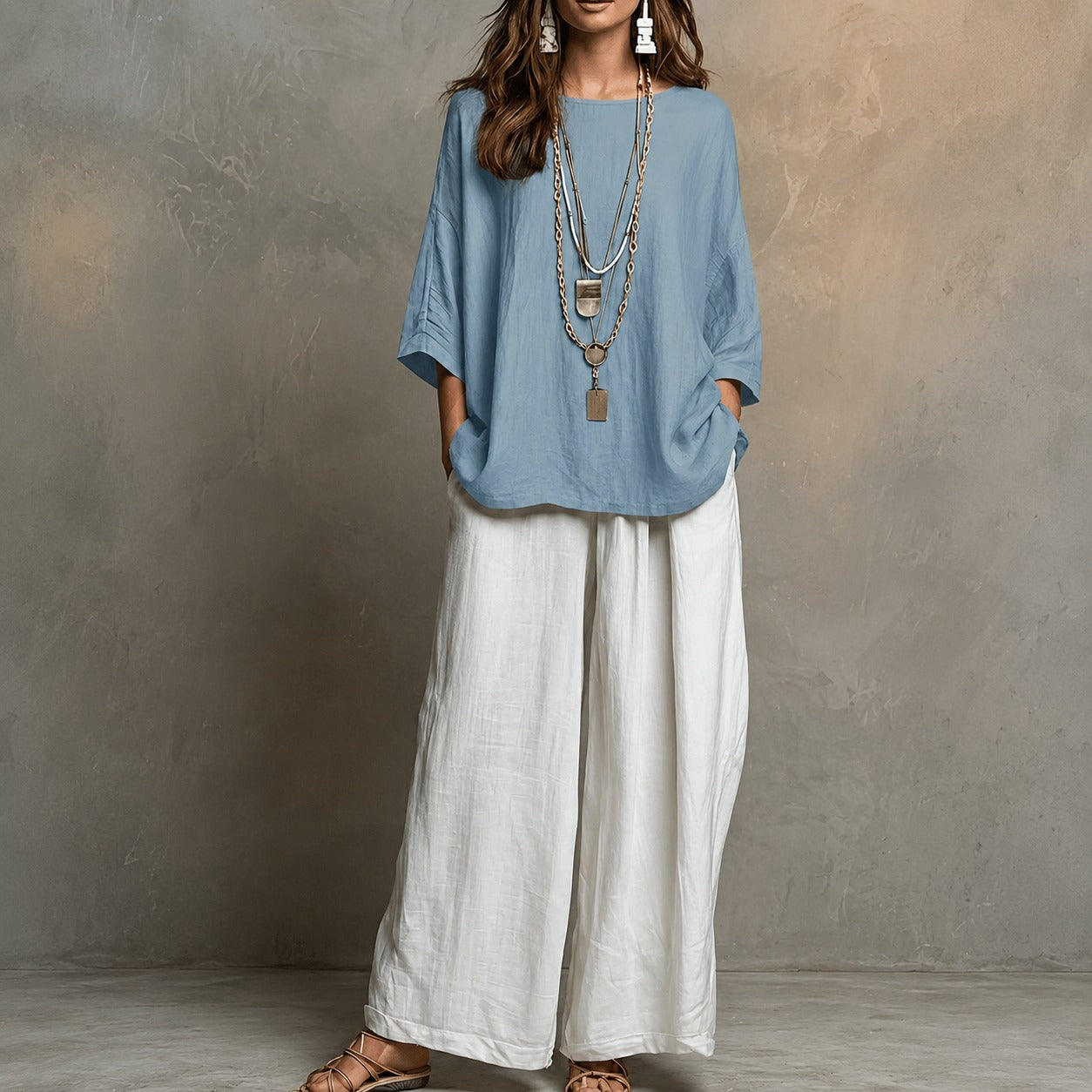Set Lurea™ with Relaxed Top, Wide-Leg Pants and Flowy Drape
