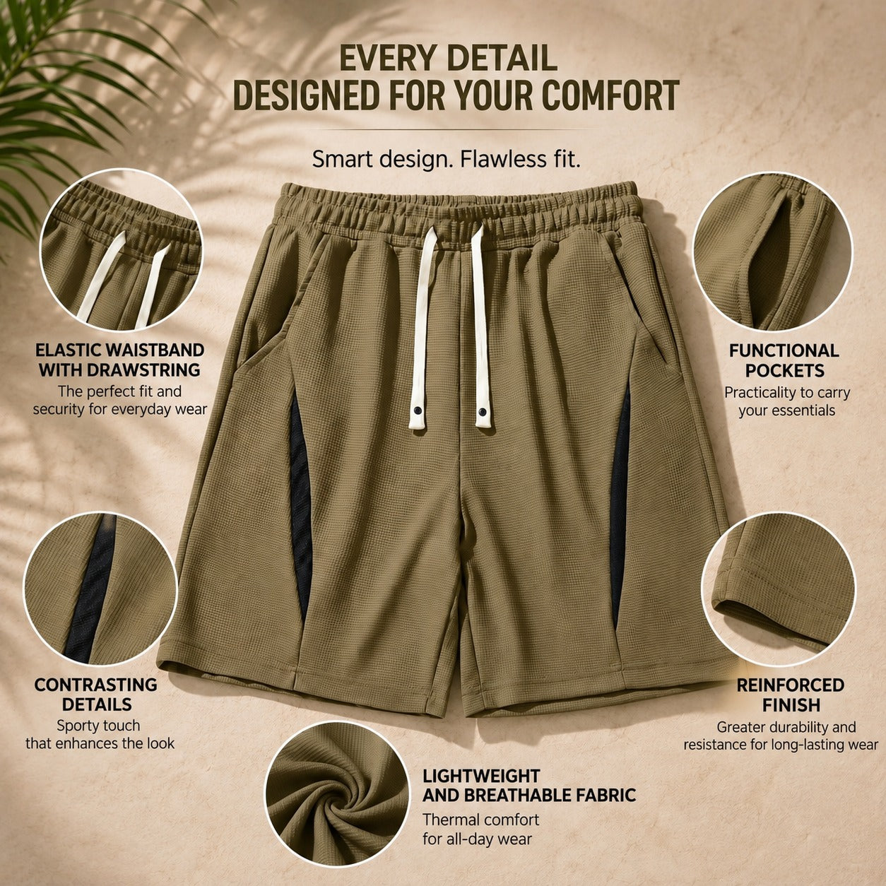 Corven™ Set with Short-Sleeve T-Shirt and Adjustable-Waist Shorts