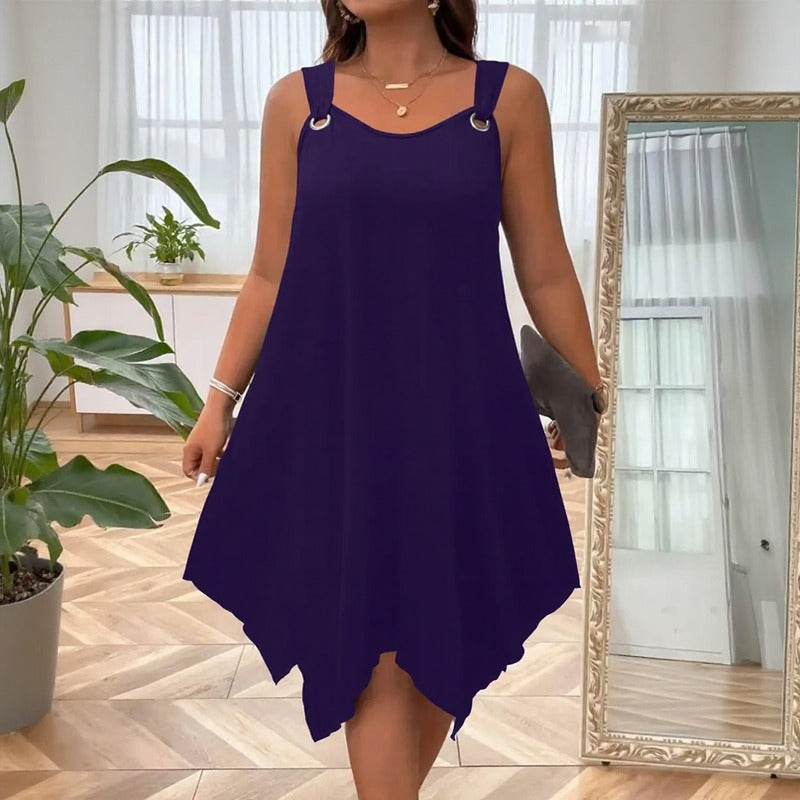 Soraya™ Dress with Asymmetrical Hem and Metal-Ring Straps