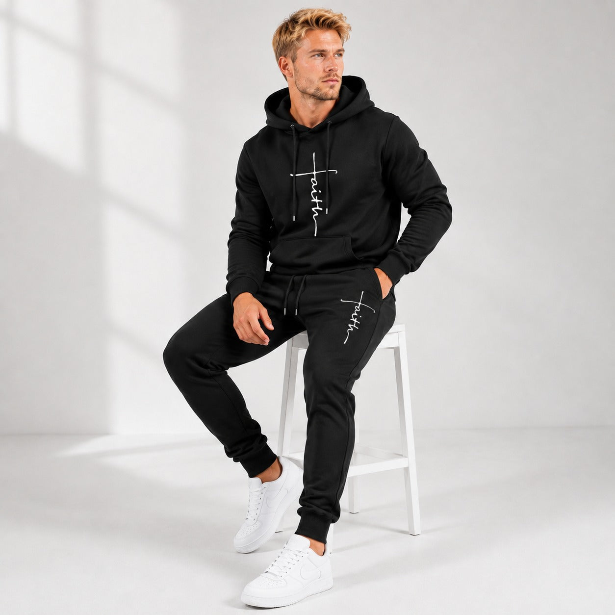 Raviel™ Faith Print Set with Hooded Sweatshirt and Jogger Pants