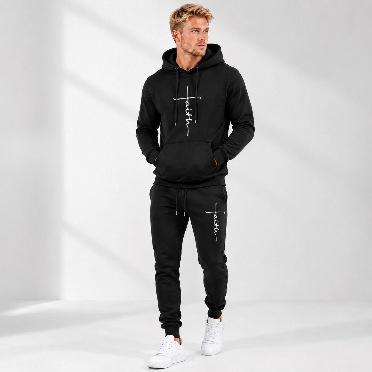 Raviel™ Faith Print Set with Hooded Sweatshirt and Jogger Pants