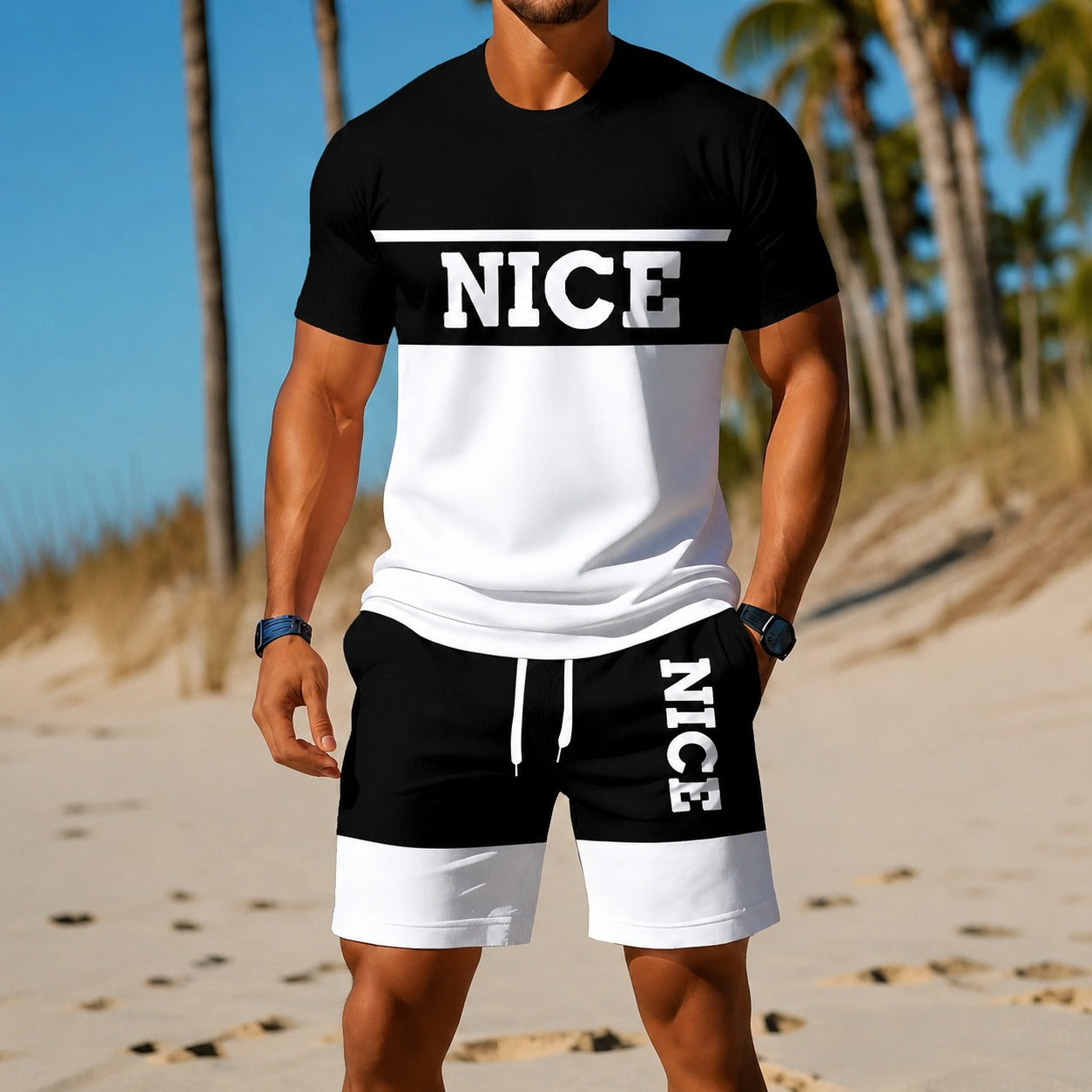 Set Newport™ with Color-Block Graphic T-Shirt and Drawstring Shorts