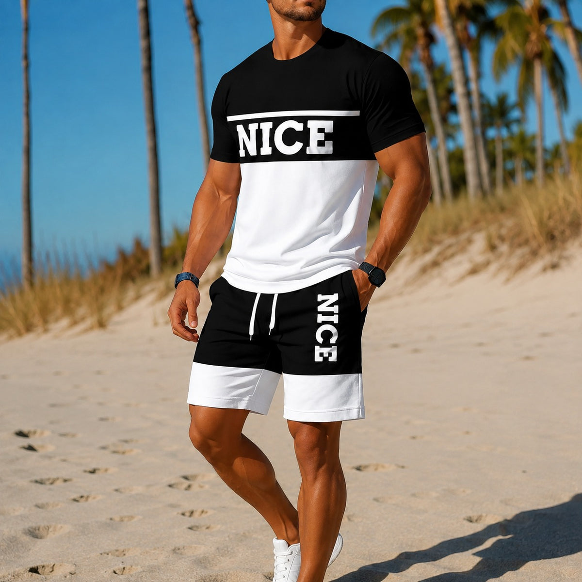 Set Newport™ with Color-Block Graphic T-Shirt and Drawstring Shorts