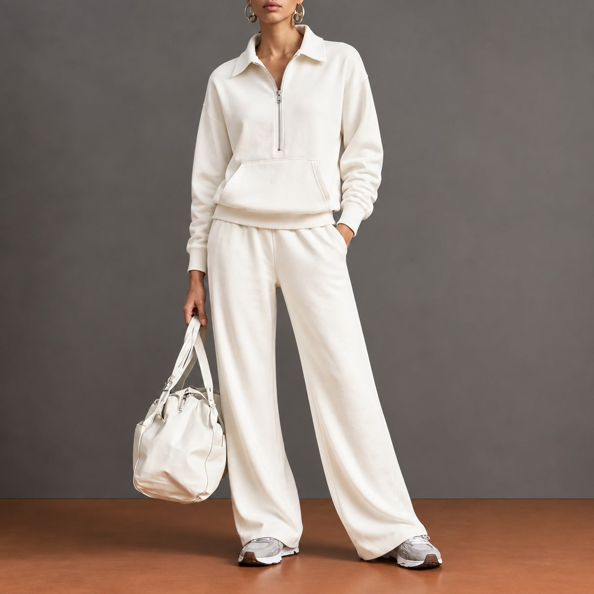 Norelle™ Set with Half-Zip Top, Kangaroo Pocket and Wide-Leg Pants