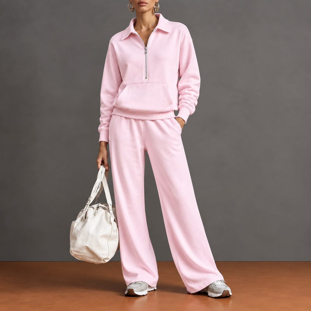 Norelle™ Set with Half-Zip Top, Kangaroo Pocket and Wide-Leg Pants