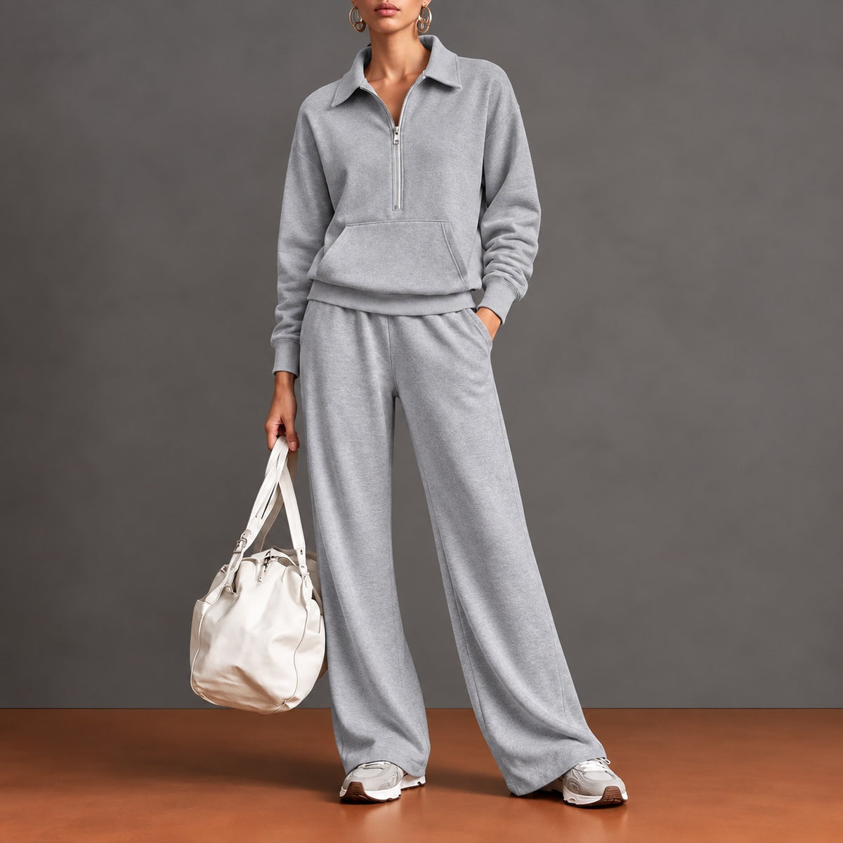 Norelle™ Set with Half-Zip Top, Kangaroo Pocket and Wide-Leg Pants