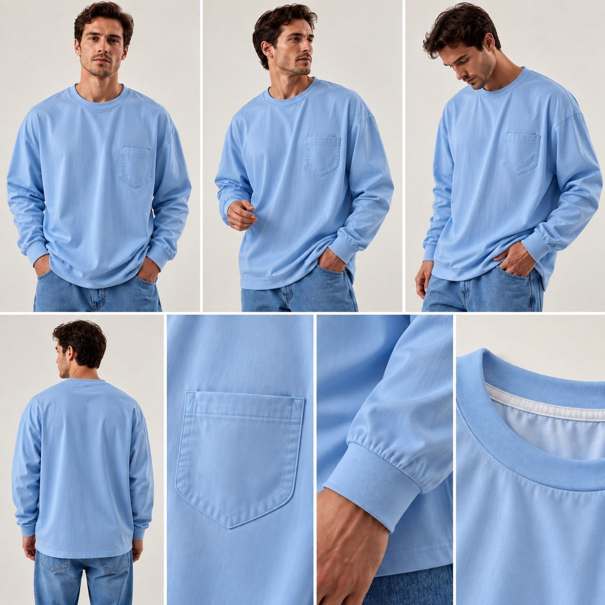 Daven™ Long-Sleeve Shirt with Minimalist Design and Chest Pocket