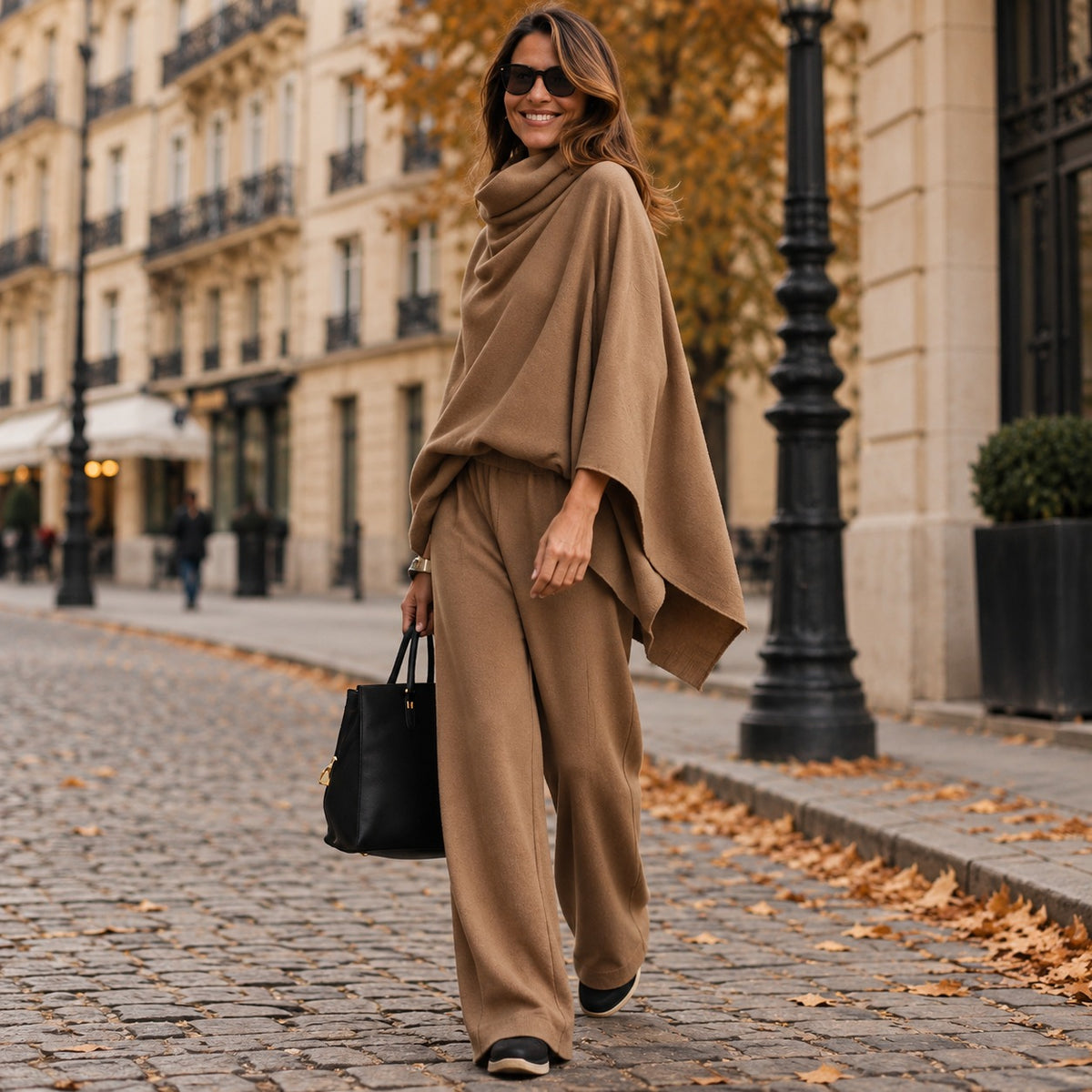 Iris™ Set with Asymmetric Draped-Neck Top and Wide-Leg Pants