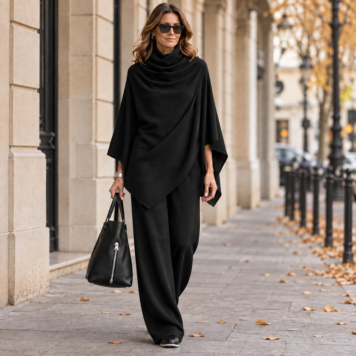 Iris™ Set with Asymmetric Draped-Neck Top and Wide-Leg Pants