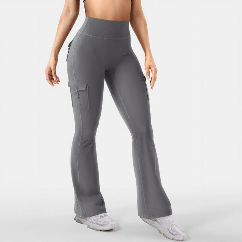 Nadia™ Flare Leggings with Butt-Lifting Effect and Cargo Pockets