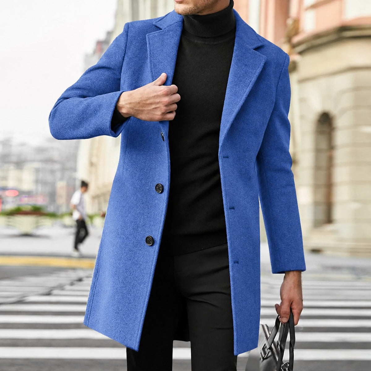 Westford™ Men's Overcoat with Longline Cut, Classic Lapels and Straight Fit