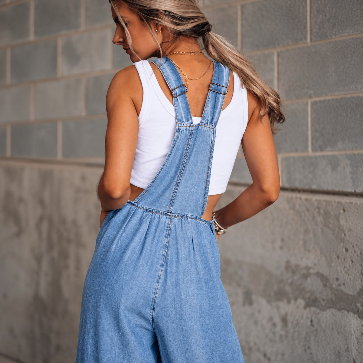 Belmira™ Denim Jumpsuit with Wide-Leg Fit and Charming Buckle Straps
