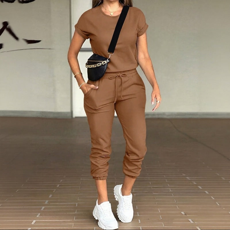 Livenza™ Two-Piece Set with Short-Sleeve Top and Jogger Pants with Adjustable Waistband