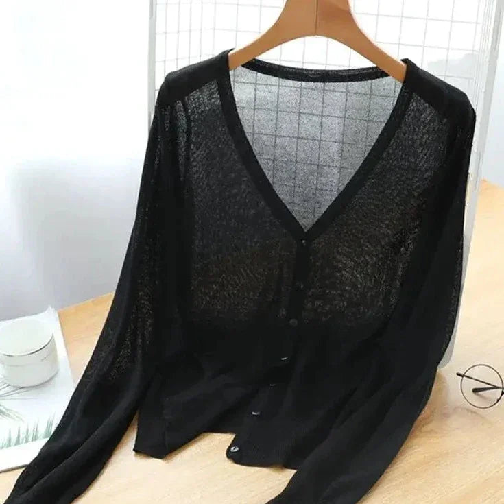 Women’s Lightweight Cardigan Blouse – Breathable Style with UV Protection for Summer and Fall