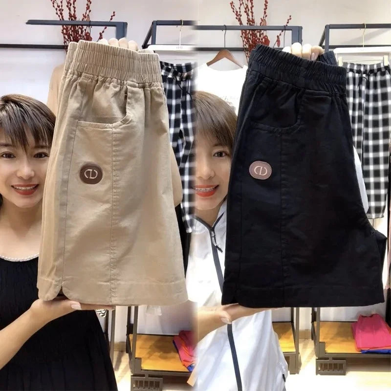 (Super Promo: Buy 2, Get 3) Women’s Twill Shorts with Elastic Waist and Loose Fit – Elegant and Fresh for Summer