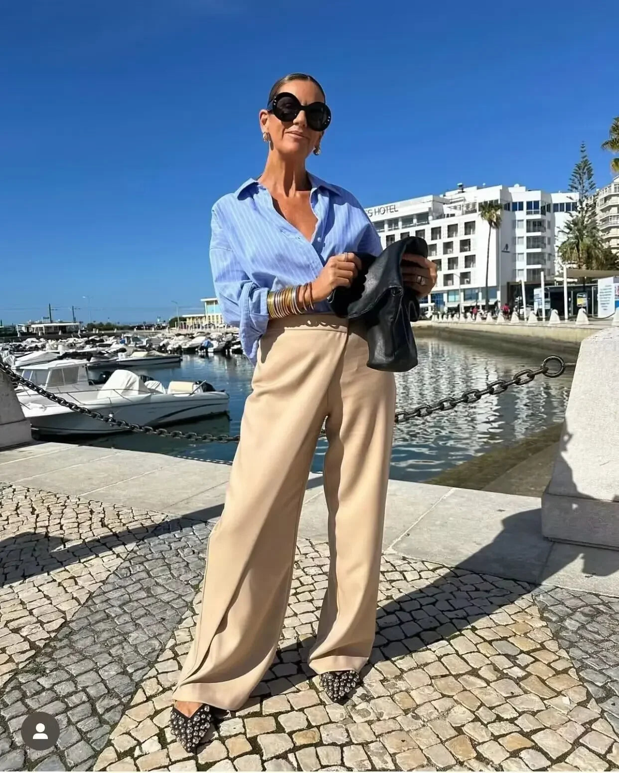 Women’s Wide-Leg Khaki Pants – Elegant High-Waist Trousers with a Modern Overlap Design