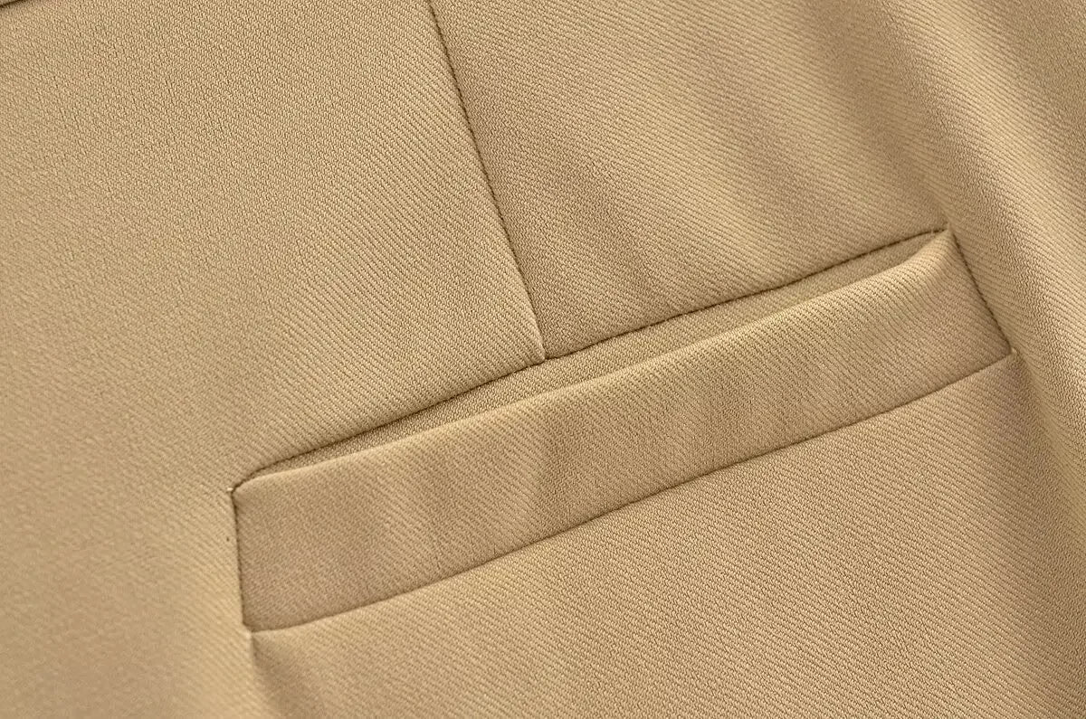 Women’s Wide-Leg Khaki Pants – Elegant High-Waist Trousers with a Modern Overlap Design