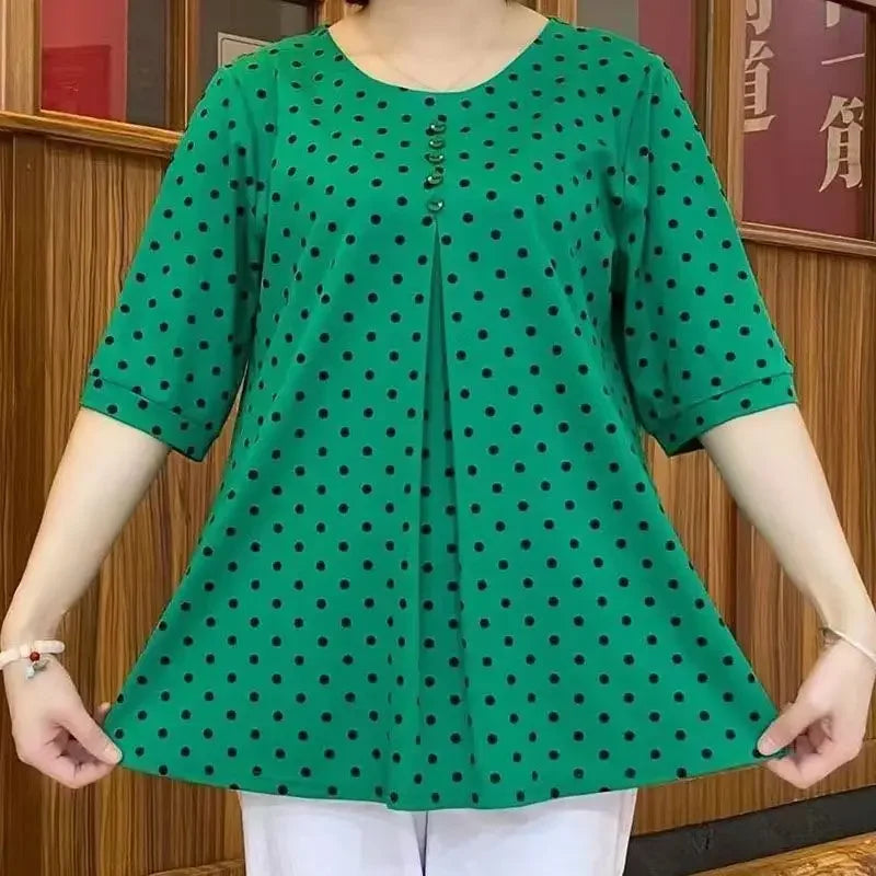 (BIG PROMOTION: Buy 2, Get 3) Women’s Retro Polka Dot Blouse – Timeless Chic and Effortless Elegance