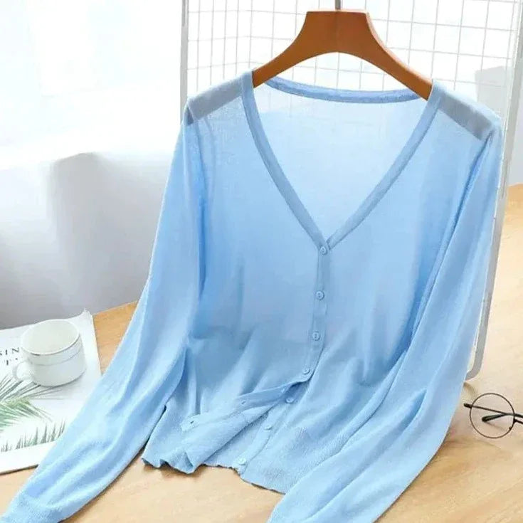 Women’s Lightweight Cardigan Blouse – Breathable Style with UV Protection for Summer and Fall
