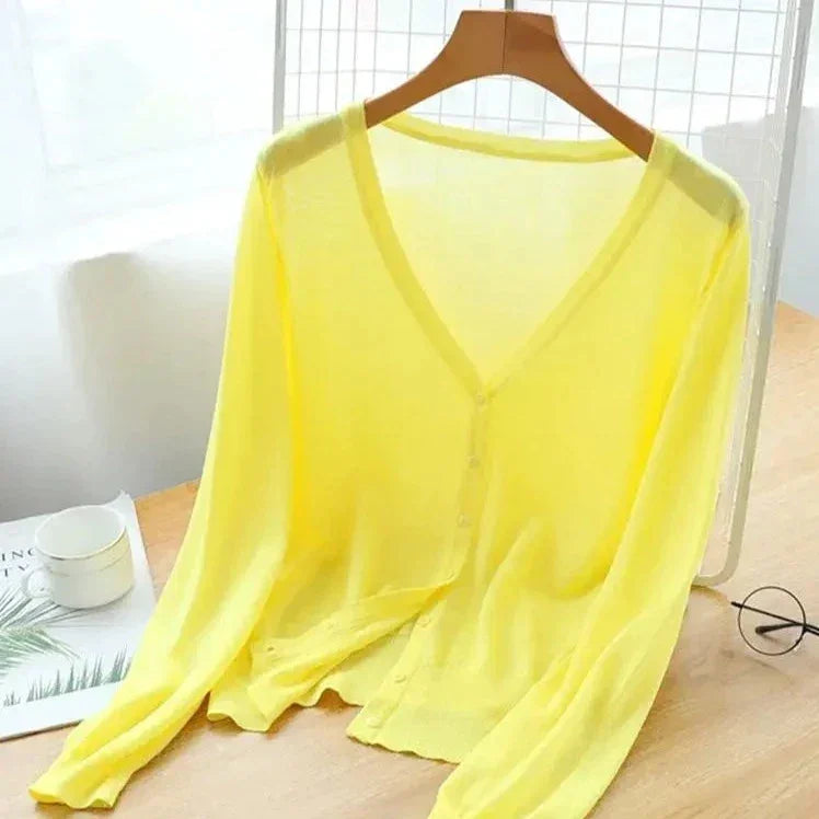 Women’s Lightweight Cardigan Blouse – Breathable Style with UV Protection for Summer and Fall