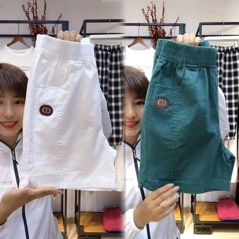 (Super Promo: Buy 2, Get 3) Women’s Twill Shorts with Elastic Waist and Loose Fit – Elegant and Fresh for Summer