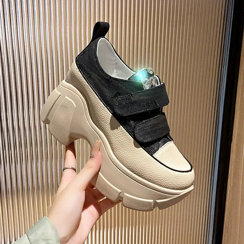 Women’s Denim Platform Sneakers – Extra 5cm Height with a Bold and Stylish Everyday Look
