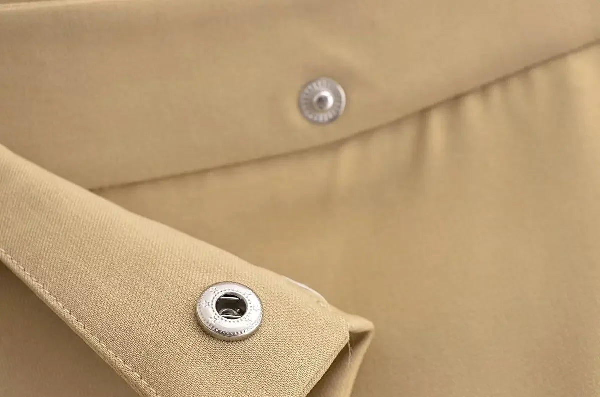Women’s Wide-Leg Khaki Pants – Elegant High-Waist Trousers with a Modern Overlap Design