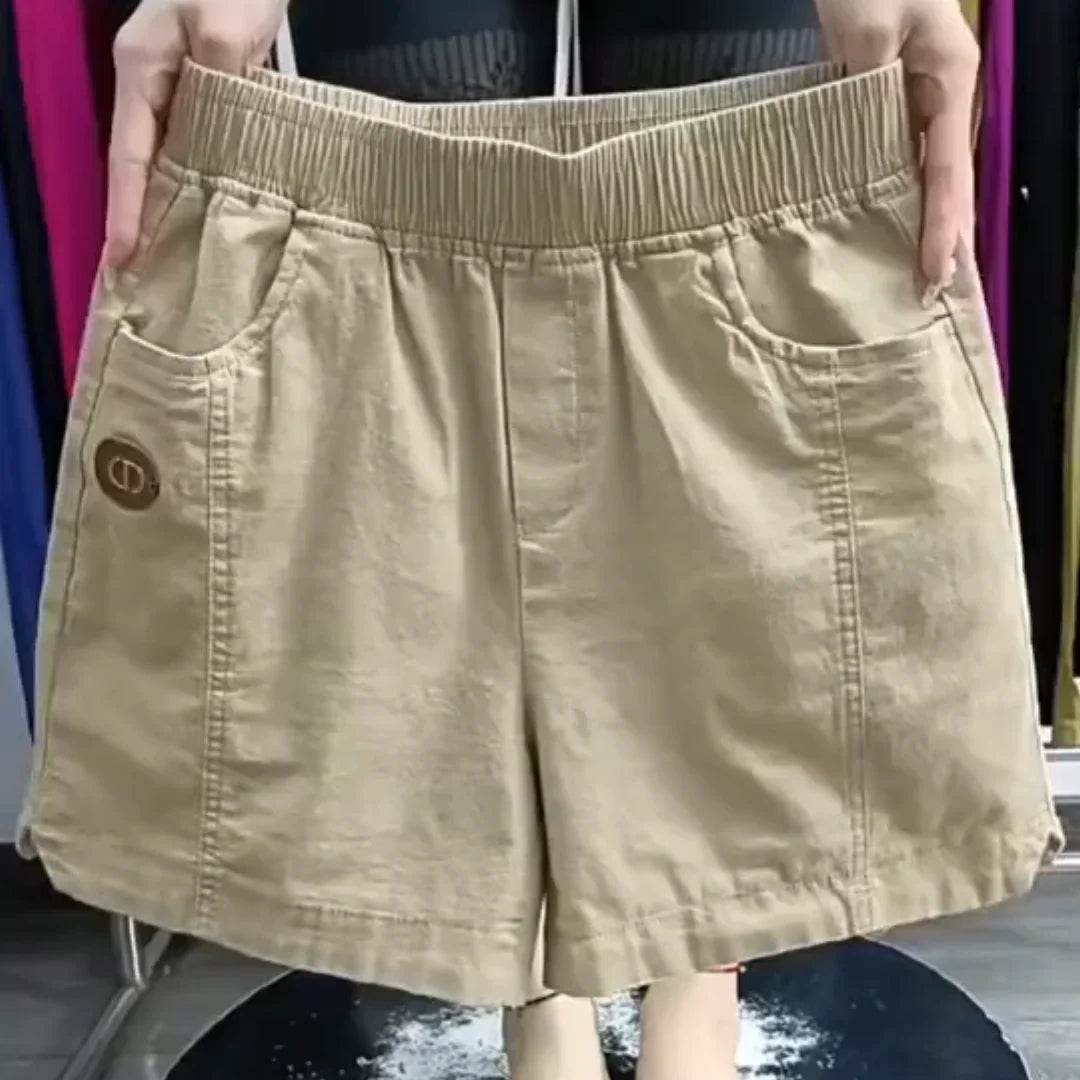 (Super Promo: Buy 2, Get 3) Women’s Twill Shorts with Elastic Waist and Loose Fit – Elegant and Fresh for Summer