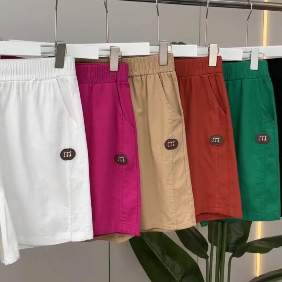 (Super Promo: Buy 2, Get 3) Women’s Twill Shorts with Elastic Waist and Loose Fit – Elegant and Fresh for Summer