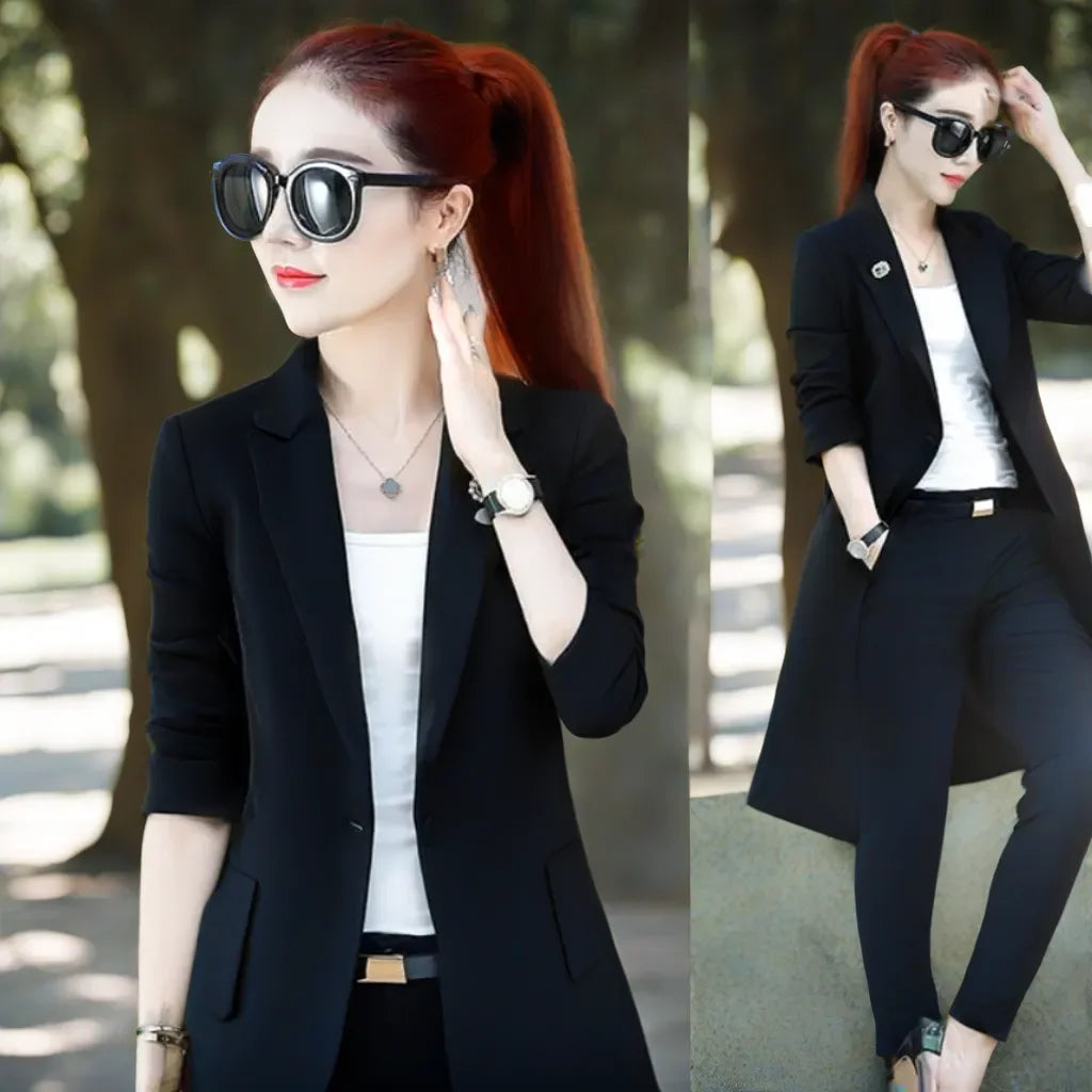Women’s Lightweight Casual Blazer with Brooch – Elegant Style and Everyday Comfort