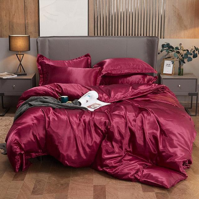 Conjunto Completo de Roupas de Cama de Cetim Funnry™ - 4 unidades SUPER SOFT - ModernLar