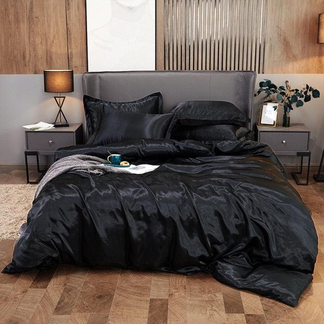 Conjunto Completo de Roupas de Cama de Cetim Funnry™ - 4 unidades SUPER SOFT - ModernLar