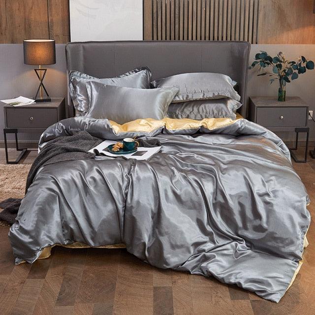 Conjunto Completo de Roupas de Cama de Cetim Funnry™ - 4 unidades SUPER SOFT - ModernLar
