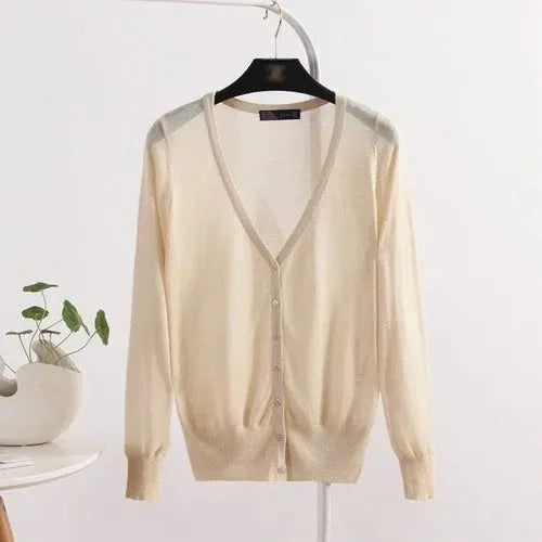 Women’s Lightweight Cardigan Blouse – Breathable Style with UV Protection for Summer and Fall