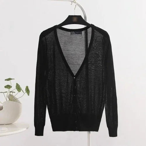 Women’s Lightweight Cardigan Blouse – Breathable Style with UV Protection for Summer and Fall