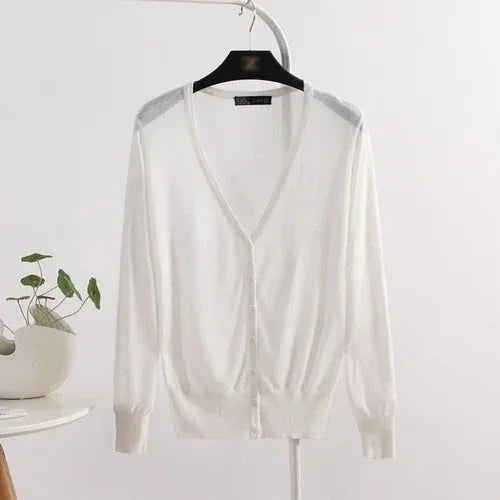 Women’s Lightweight Cardigan Blouse – Breathable Style with UV Protection for Summer and Fall