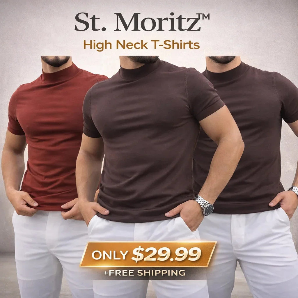 St. Moritz™ High Neck T-Shirt with Clean Design / Refined Minimalism for Men with Presence!