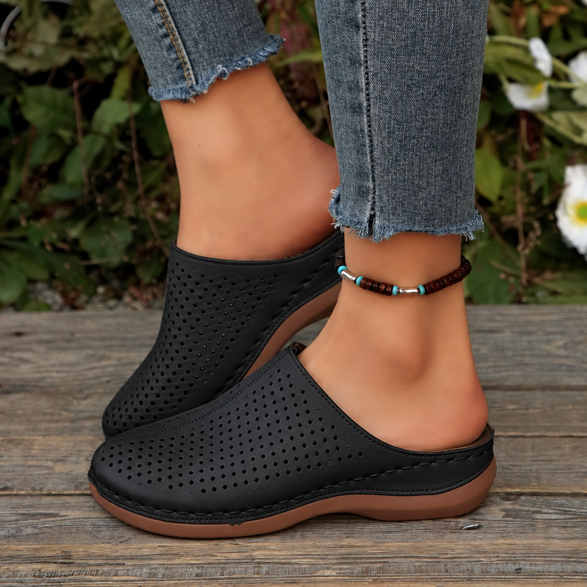 Miretta™ Mule Clogs with Perforated Upper, Open Back and Elevated Sole