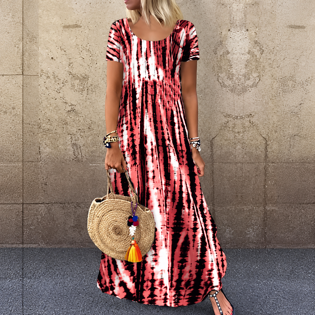 Talissa™ Maxi Dress with Tie-Dye Print and Relaxed Fit